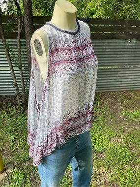 Banjara Boho Tie Up Sides Trapeze Swing Sleeveless Top Size Large Anthro Hippie